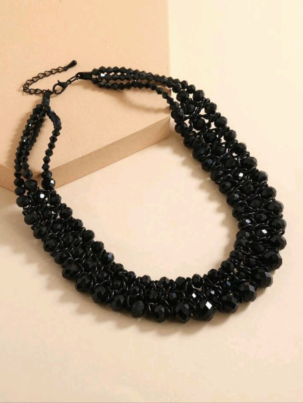 Elegant Black Multi-Strand Bead Necklace - Unbranded